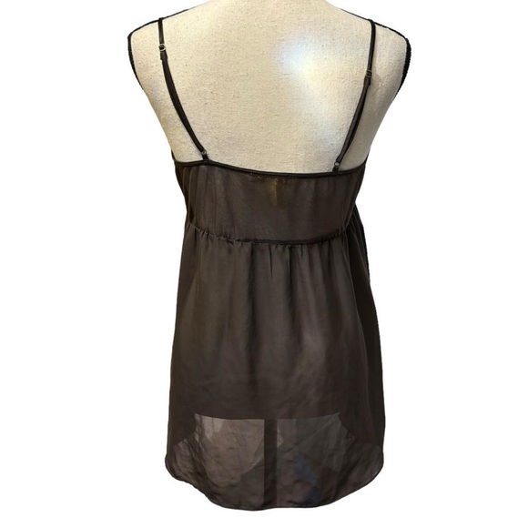 Y2k Fairy Brown Ruffle Sheer Slip Dress Mini Babydoll - Picture 3 of 7